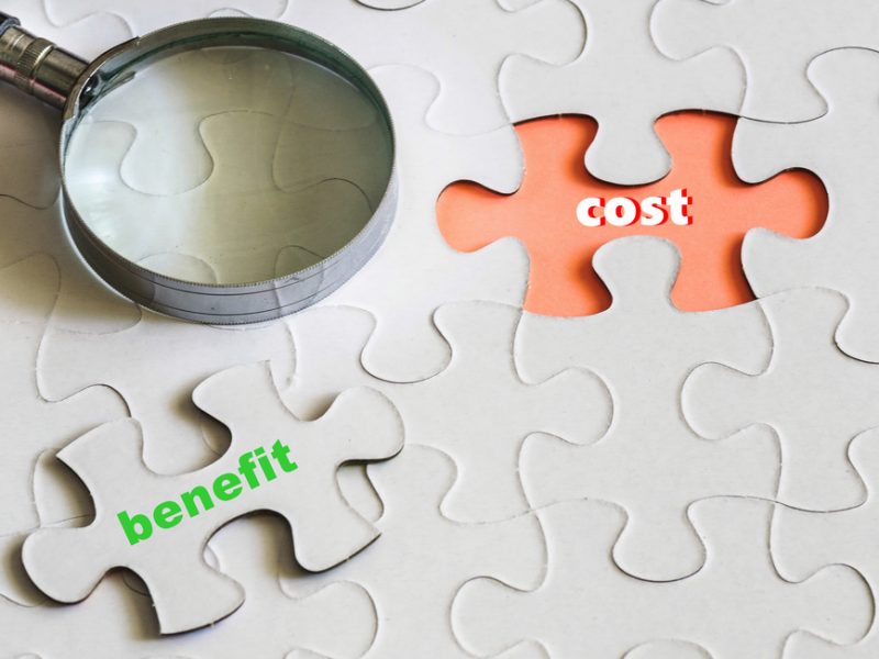 Conceptual,Image,Of,Cost,And,Benefit,Analysis,In,Decision.,Magnifying