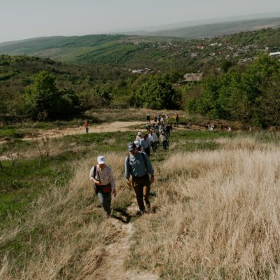 USAID EDGE personnel and project partners walk the new Central Moldova Hiking Trail Network